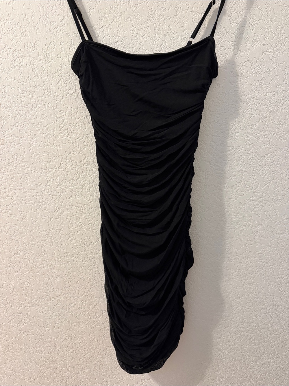 Black Ruched Slip Dress - Women